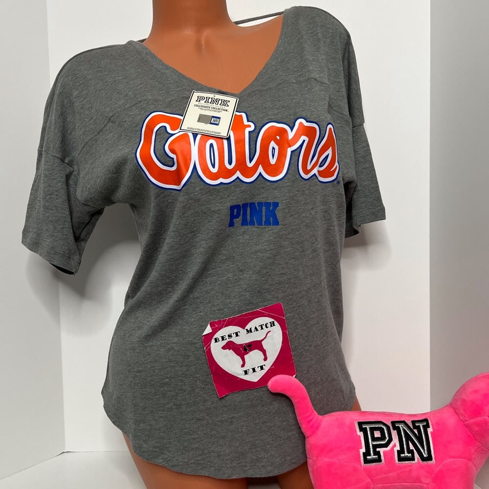 Victoria’s Secret PINK XS Logo University of Florida T-shirt Cut Out V-neck
